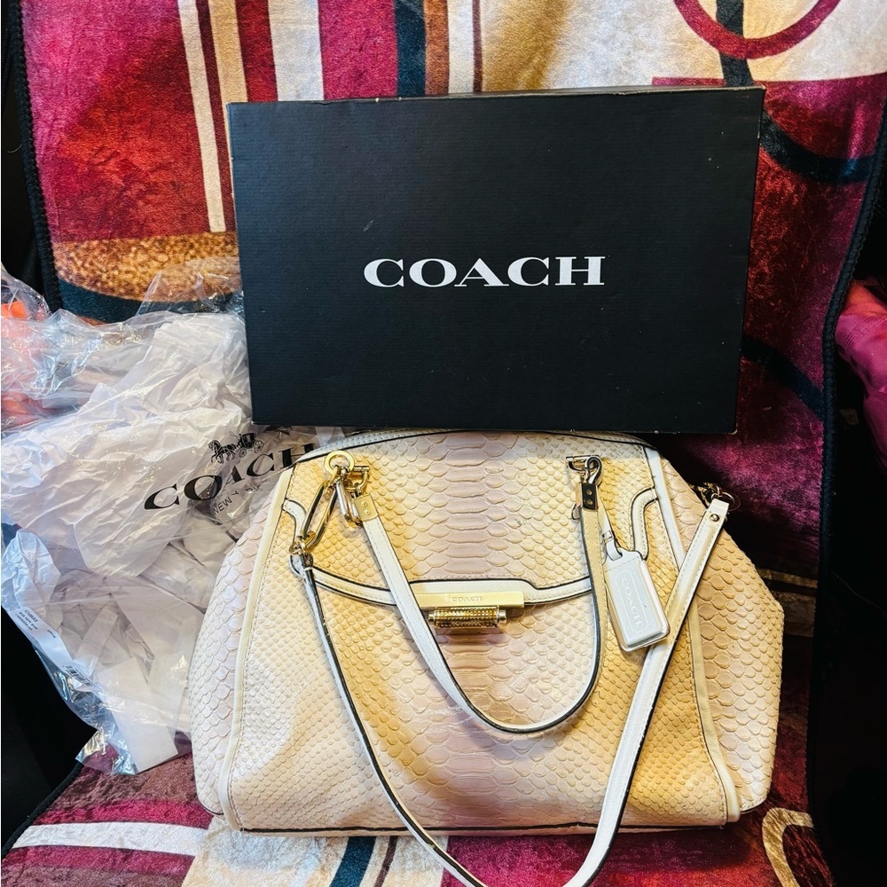 Coach Madison pinnacle Python Embossed Dome Satchel Bag - Picture 1 of 14